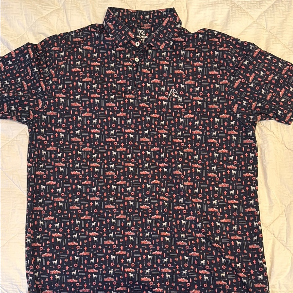 Rhoback Men's Navy and Red Polo Shirt